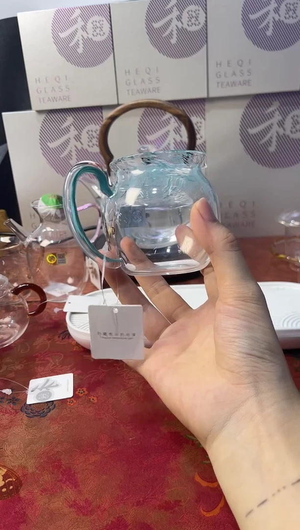 绘彩美满茶壶凤尾柔蓝