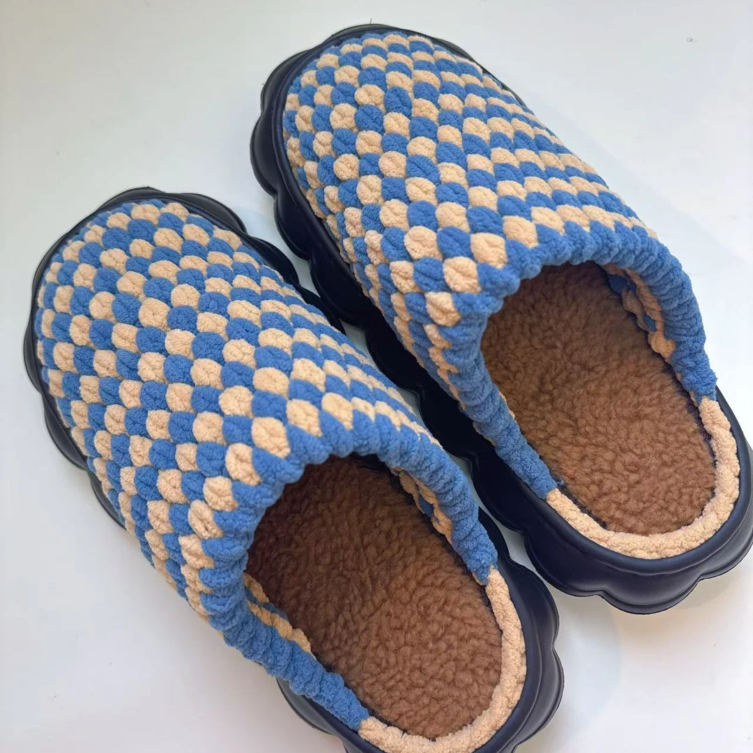 舒适云朵鞋底手工钩织保暖防滑居家拖鞋