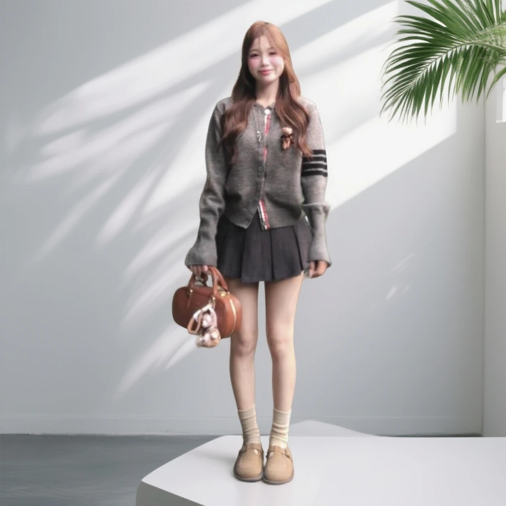 韩系早秋季穿搭高级感灰色针织开衫女2025新款学院风短款外套上衣