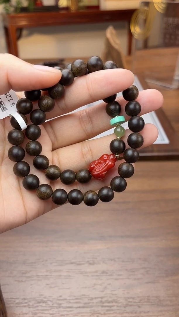 沉香手串沉香【非遗】雷击白棋楠08白菜双圈沉水设计