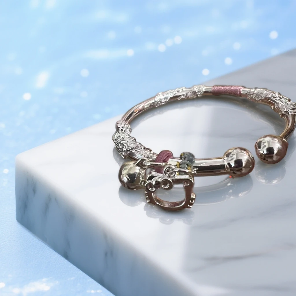 足银手镯 A40足银手镯铃铛轻奢气质时尚百搭手镯