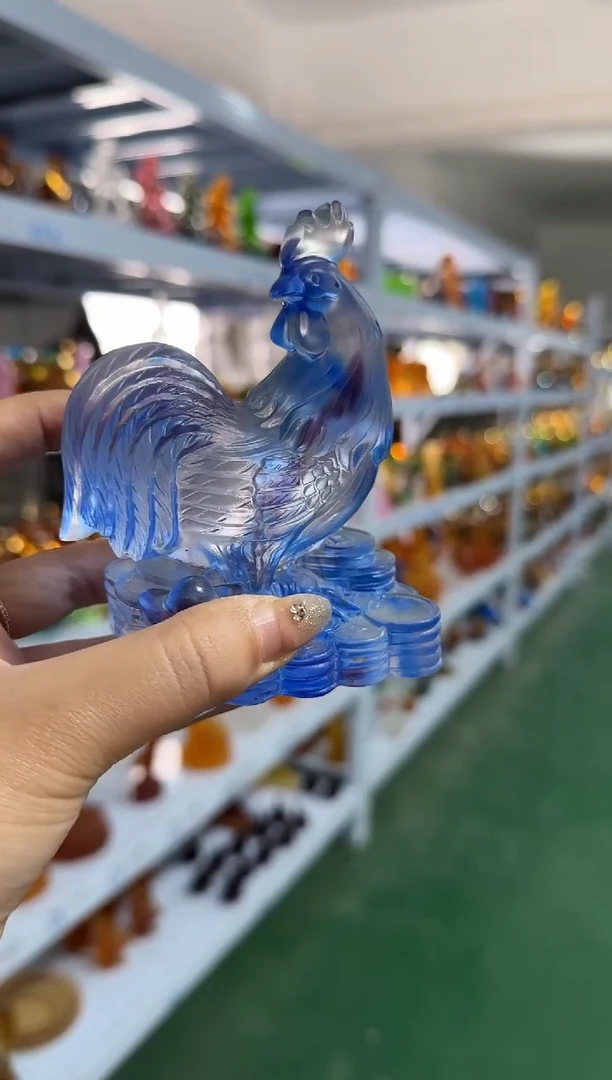 琉璃手工艺品鸡摆件