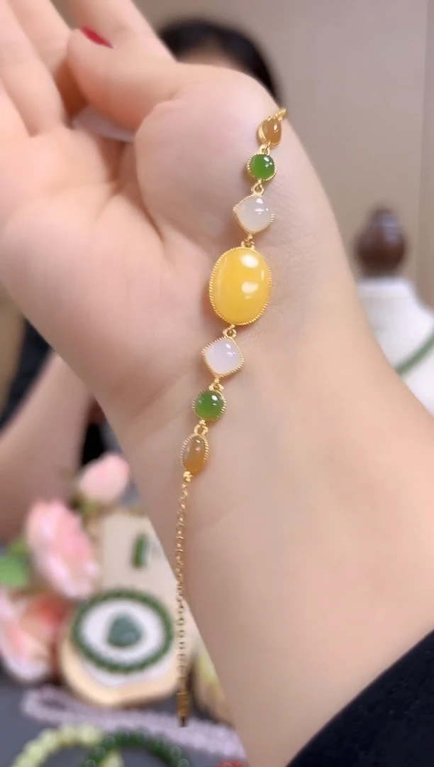 手链蜜蜡银S925镶嵌cg