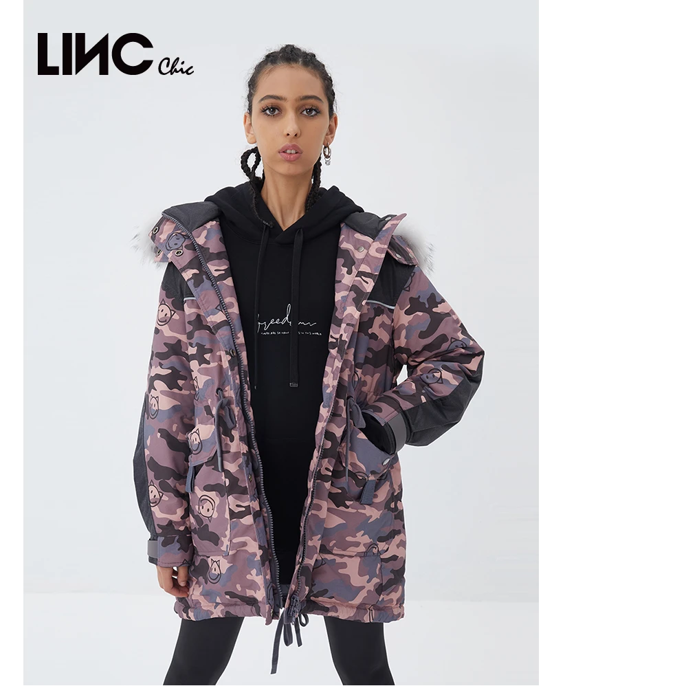 金羽杰轻机能感迷彩派克大毛领冬季派克羽绒服Y21606149