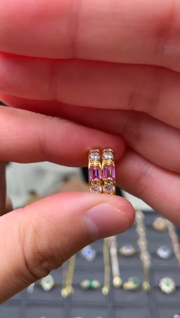 耳饰蓝宝石银S925镶嵌耳饰