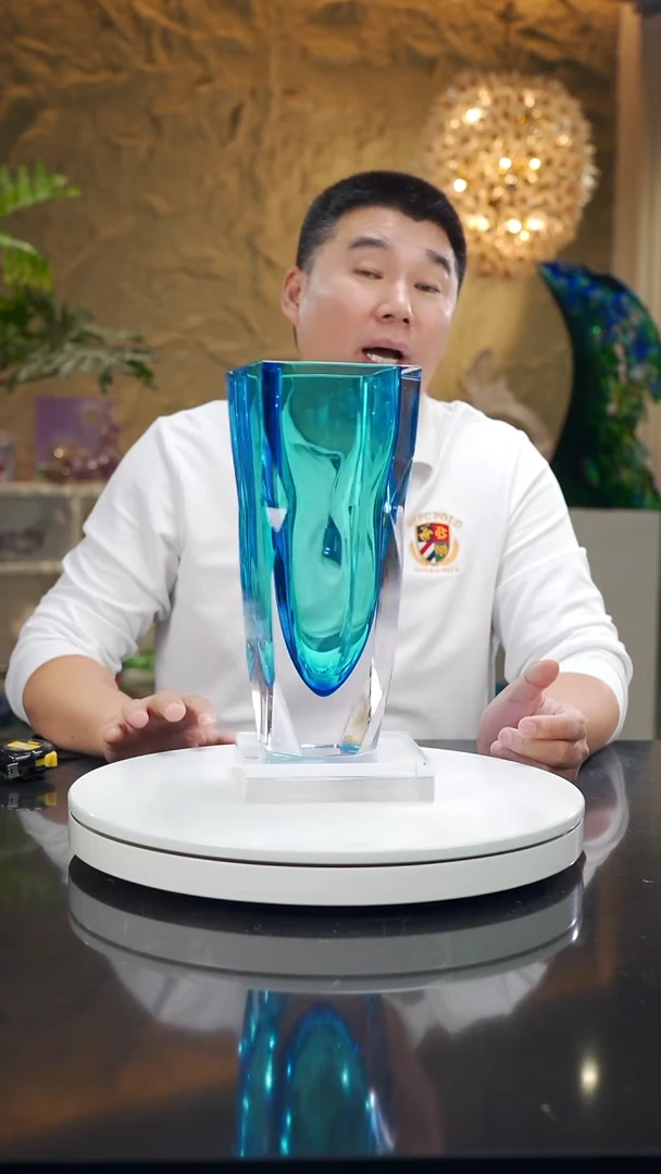 手工艺品琉璃福利天空蓝切面花瓶