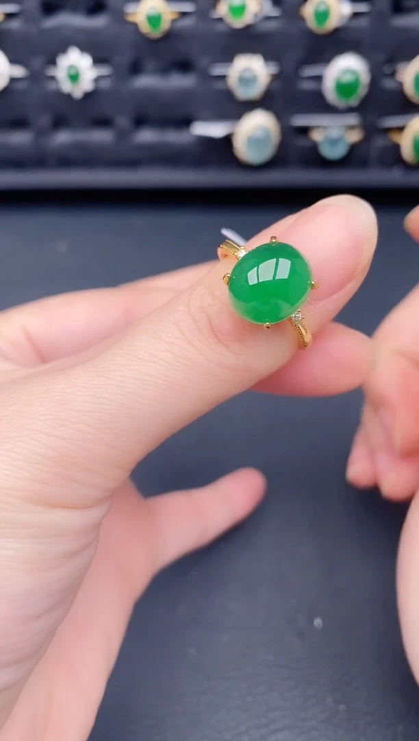 银S925镶嵌戒指翡翠天然a货翡翠210