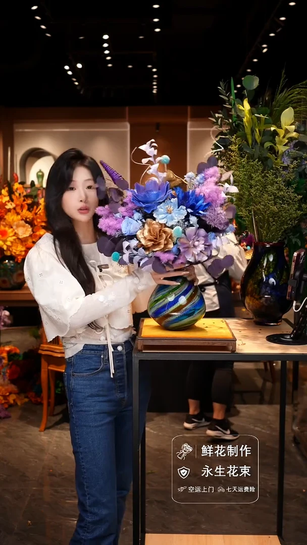 手工艺品琉璃手工花器花束空运包邮送货上门-以图片为准