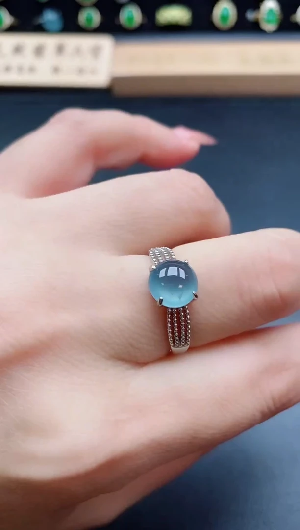 银S925镶嵌戒指翡翠1