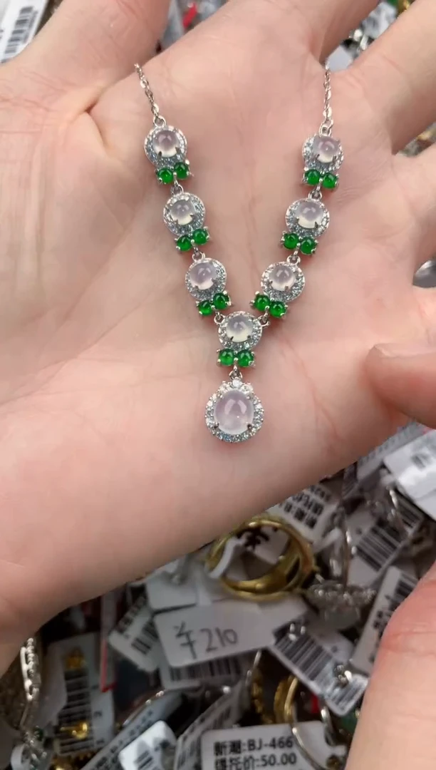 银S925镶嵌戒指翡翠666        7