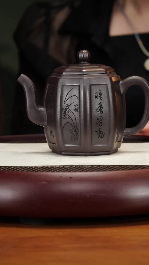 茶壶紫砂37LCHSJH八方来财老紫泥470cc