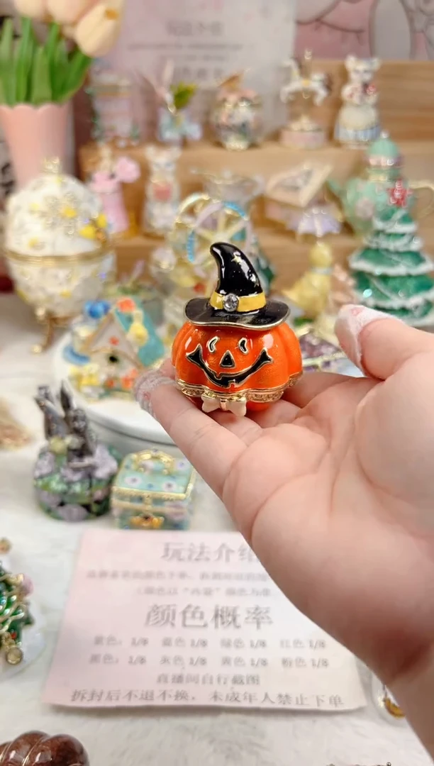 合金珐琅彩首饰盒摆件