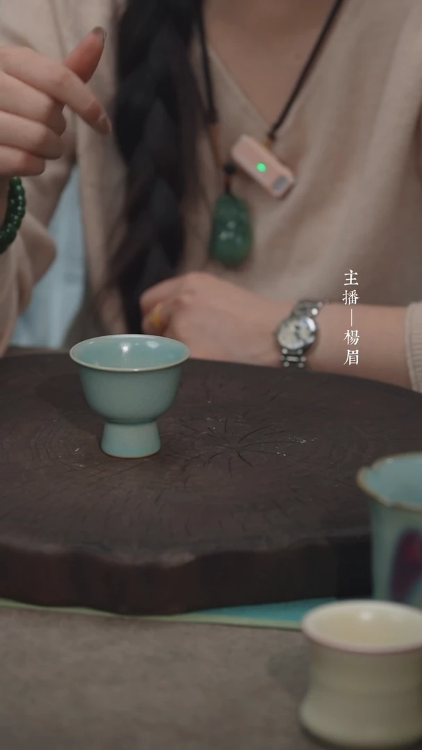【闪购商品】小高足杯/酒杯-汝瓷张海英-眉
