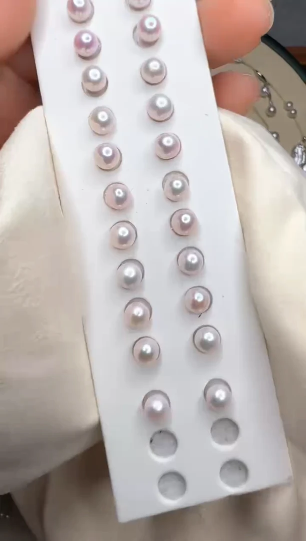 【闪购商品】淡水珍珠耳饰银S925镶嵌定向first第二对粉耳钉