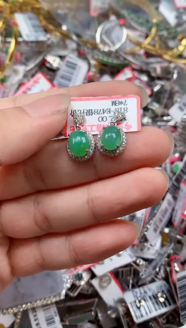 银S925镶嵌戒指翡翠天然A货缅甸翡翠