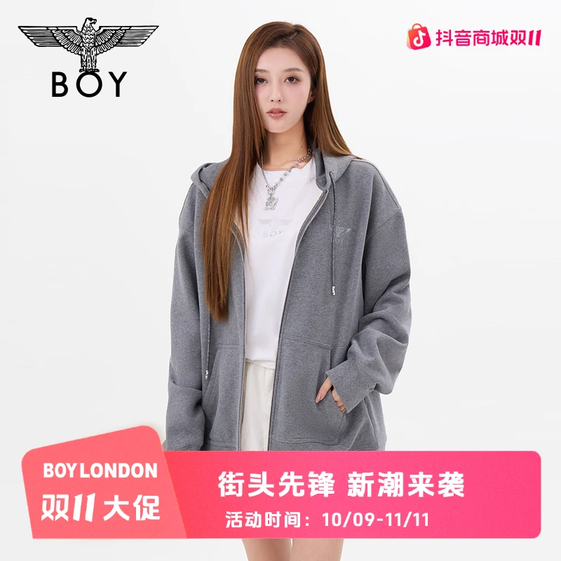 【繁星点点】BOYLONDON情侣连帽开衫长袖时尚休闲宽松秋外套N06007