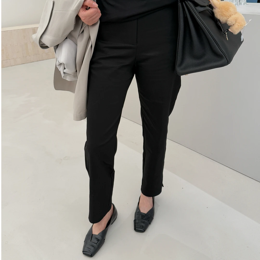 widelia陈姬儿秋季紧身黑色休闲裤女百搭显瘦小直筒裤铅笔裤8060