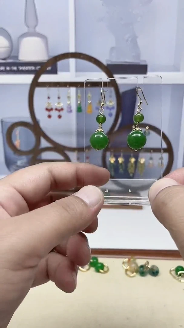 14K金镶嵌和田玉耳饰78号