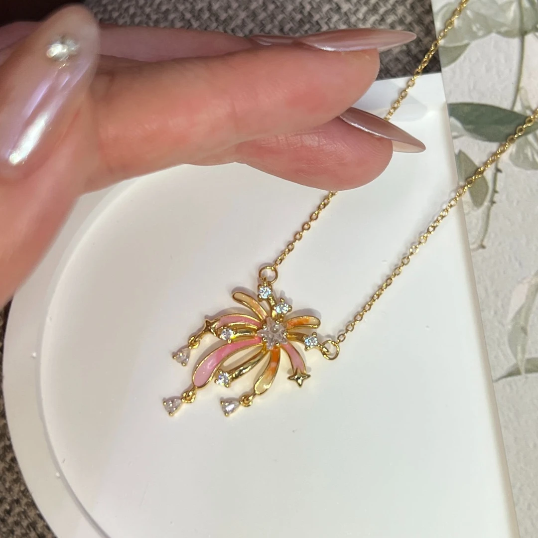 胤珩 合金锆石项链 轻奢小众浪漫花火烟花吊坠锁骨链饰品