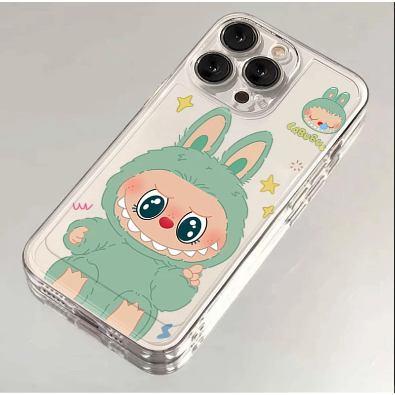 薄荷绿小怪兽适用iphone1615手机壳苹果13透明12华为vivo小米oppo