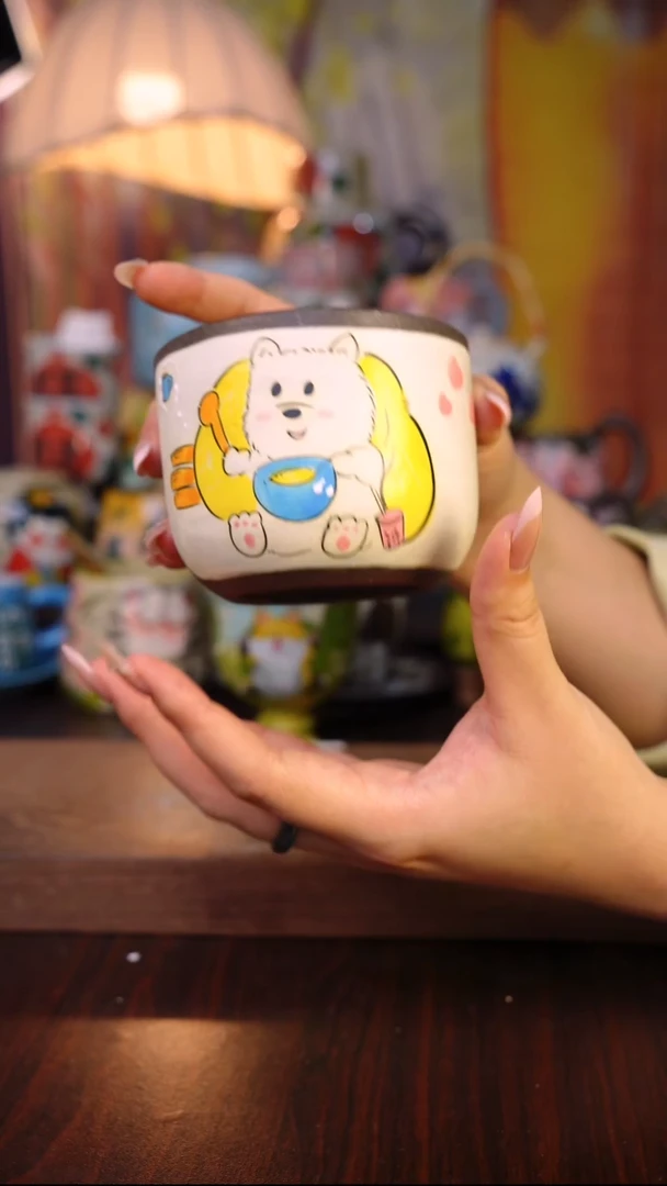 杯子陶泥垚手作 景德镇手工手绘陶瓷器物