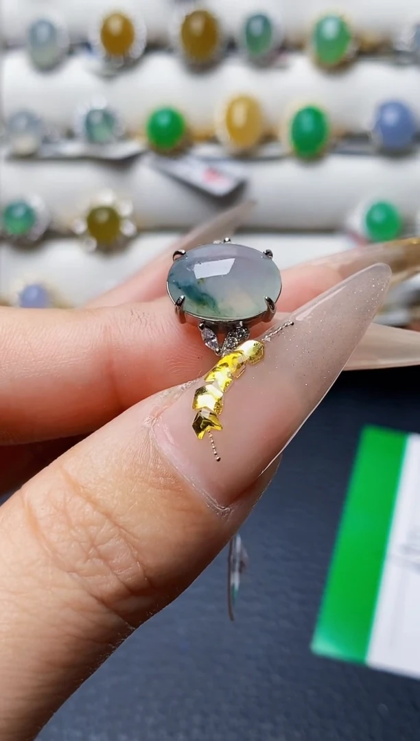 银S925镶嵌戒指翡翠1455