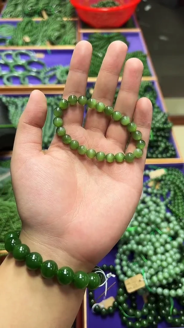 未镶嵌手串和田玉俄料猫眼手串卡8mm