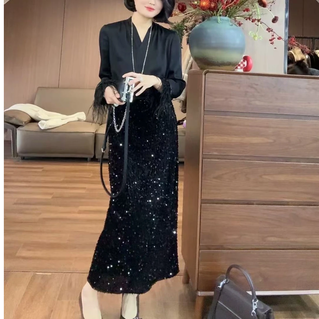 【TANTAN】显瘦气质轻奢时尚秋冬亮钻半裙#256