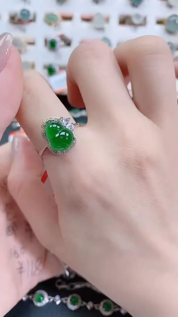 银S925镶嵌戒指翡翠天然翡翠