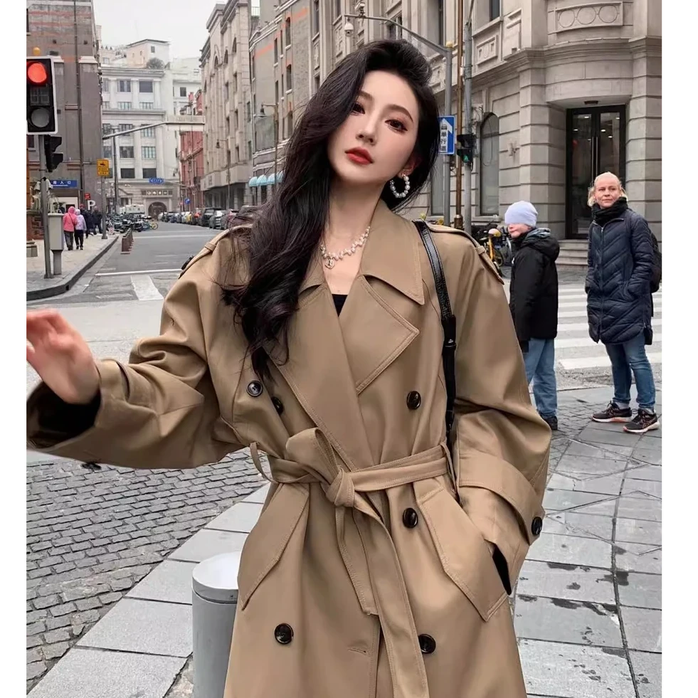 风衣外套女秋季新款中长款英伦风高级感宽松气质大衣F400