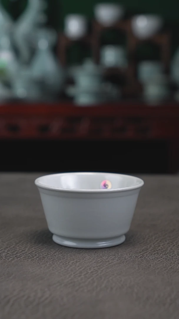 月白釉5号马蹄杯不完美简包-二