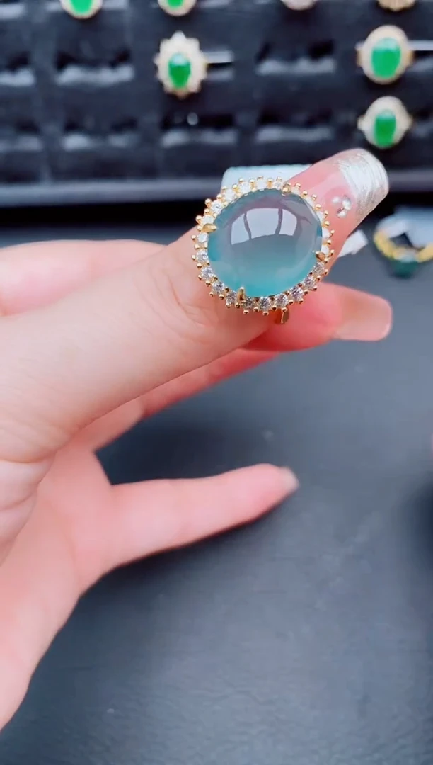 翡翠戒指银S925镶嵌天然 a货翡翠93