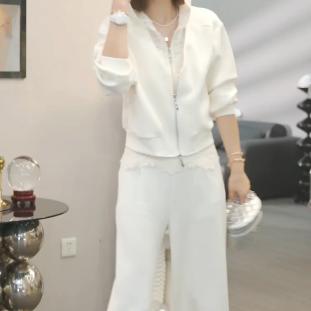 【眉开眼笑】2025春季新款韩版卫衣外套+裤子休闲设计师百搭套装