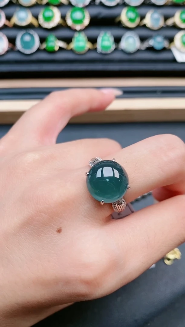 翡翠戒指银S925镶嵌11111