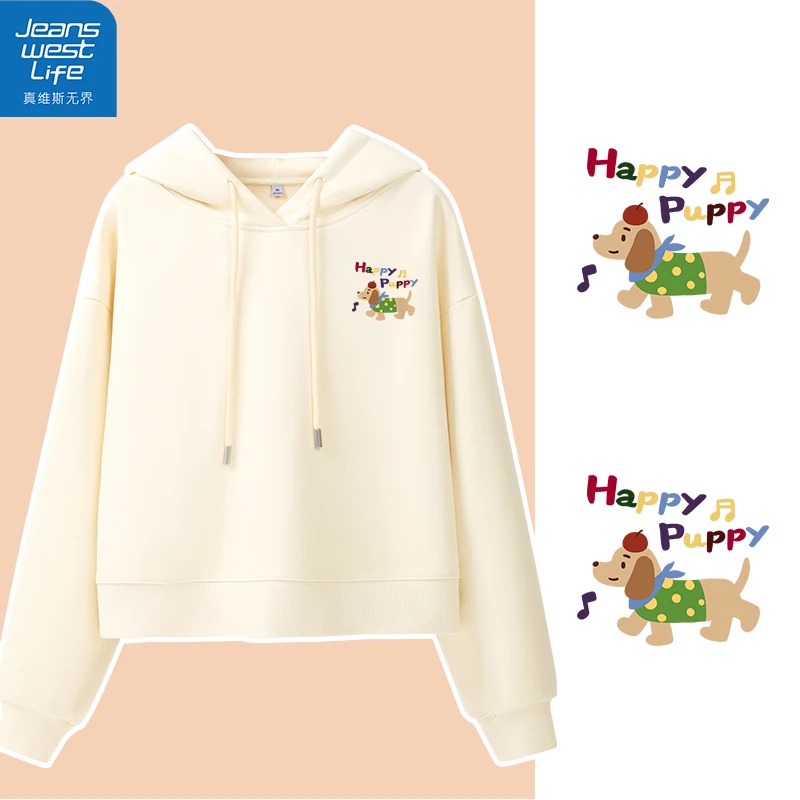 真维斯无界女士短款连帽卫衣秋季文艺简约新款爆款休闲风百搭上衣