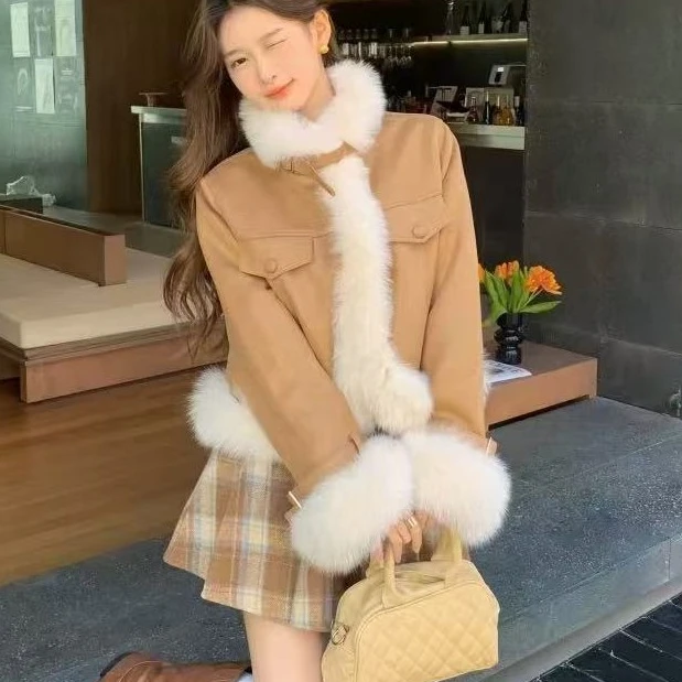 【运补7-15】微瑕驼色外套女时尚短款2024冬季新款贵气十足WT22096