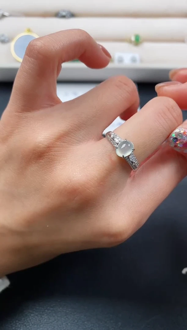 银S925镶嵌戒指翡翠3333333+7