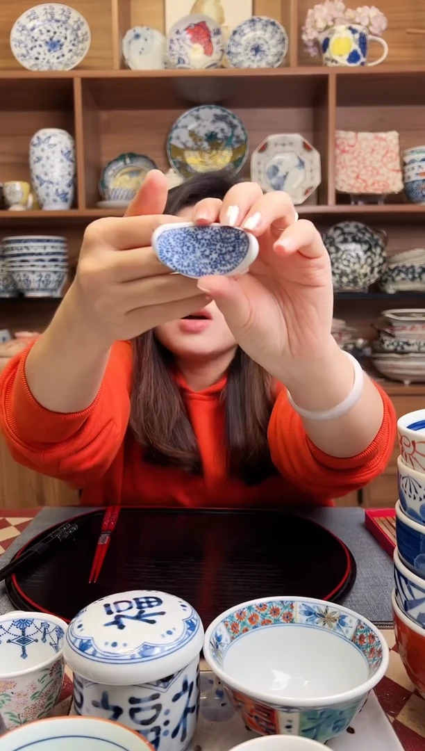 瓷片蛸唐草 船型筷架