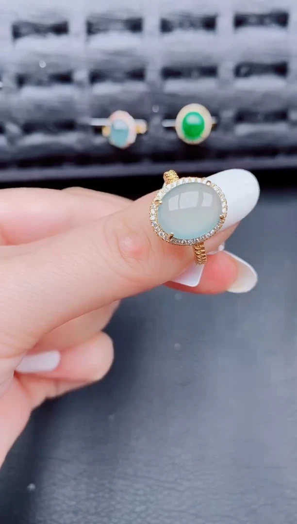 【闪购商品】翡翠戒指银S925镶嵌天然a货翡翠389