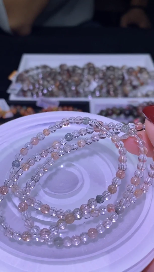 未镶嵌手链水晶冰透拉丝彩兔毛多圈-4mm+-多样性发其一