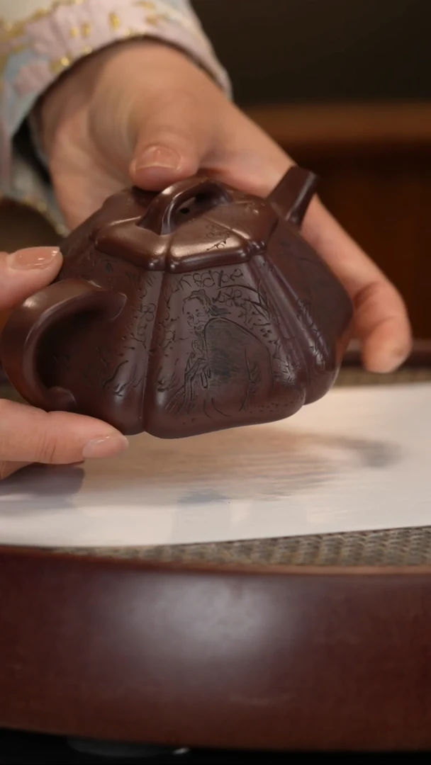 【闪购商品】紫砂茶壶【张赦棠】紫泥筋纹石瓢