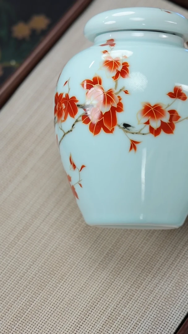 茶壶紫砂紫砂茶具 半斋 喜上枝头 茶叶罐