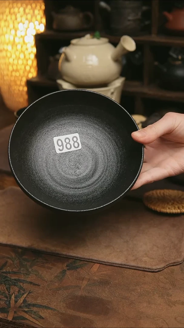 988紫砂全手工黑色壶承