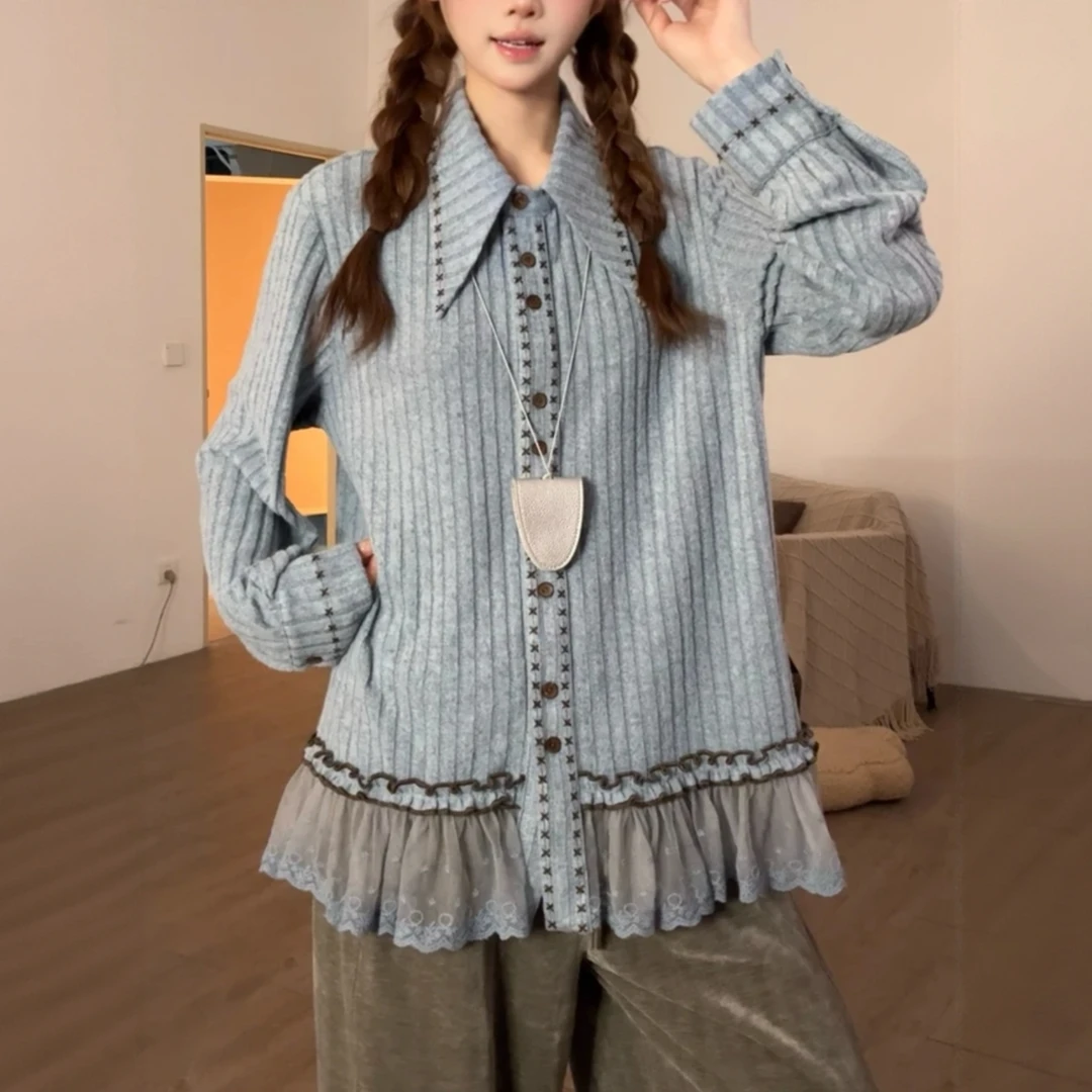 宽松长袖秋季衬衫气质时尚显瘦上衣女士秋冬小衫