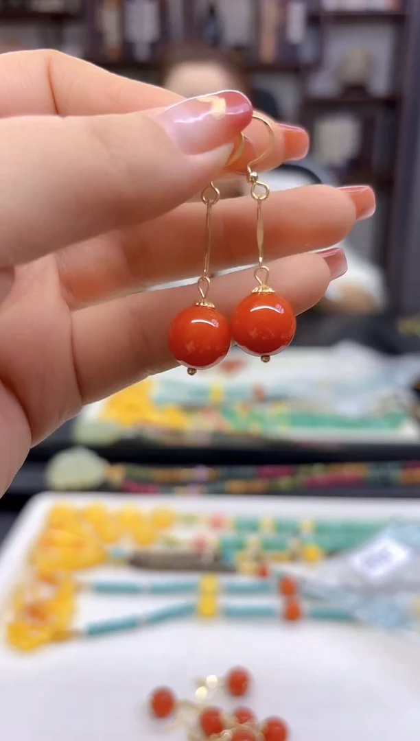 【闪购商品】翡翠耳饰14K金镶嵌耳坠E565