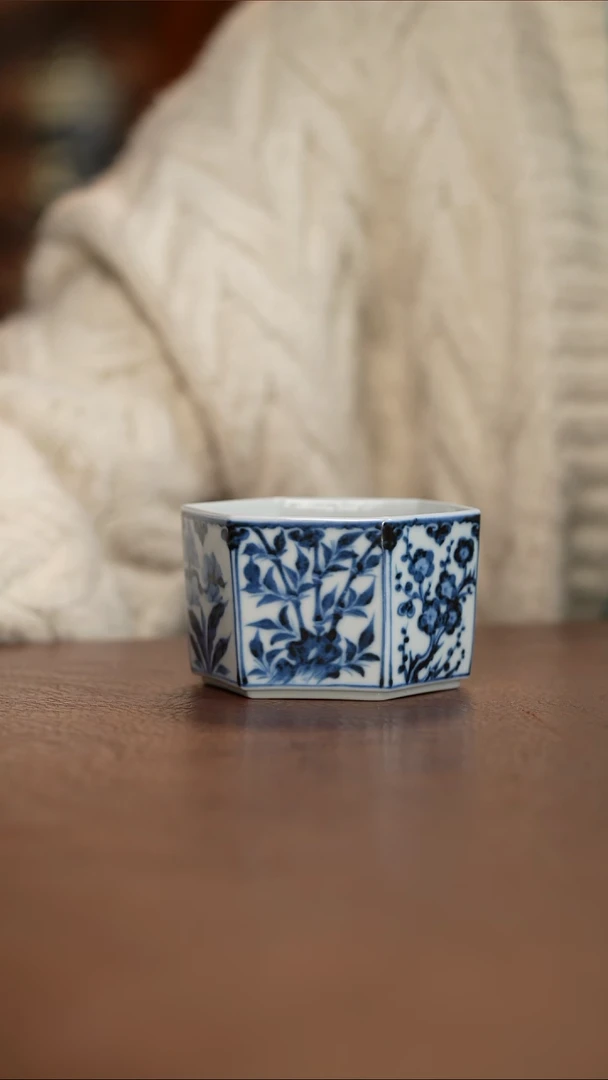 元青花松竹梅直口方杯