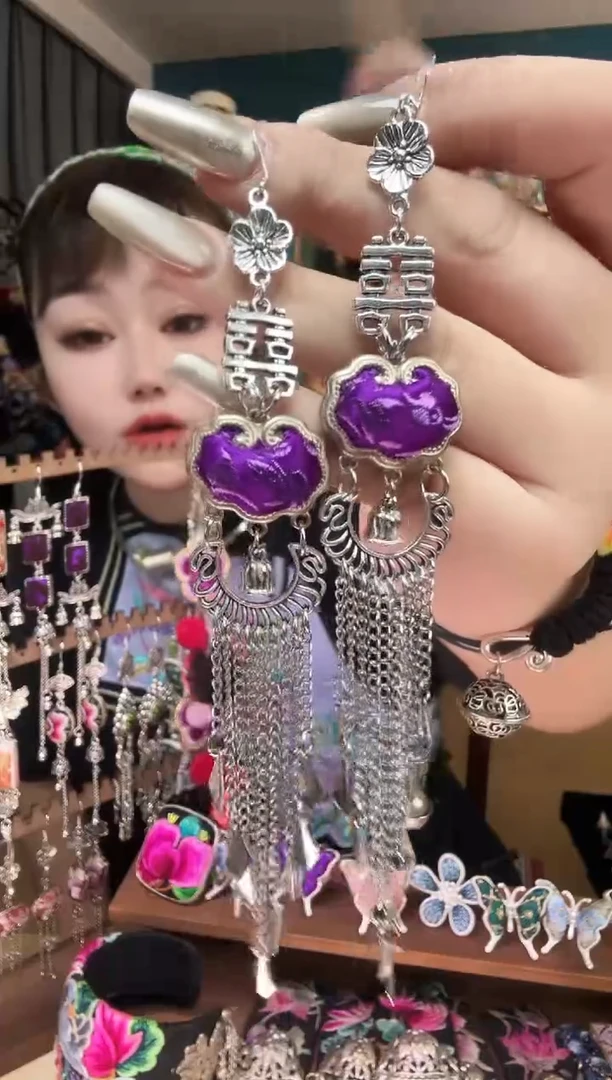 刺绣纯手工民族风刺绣耳环