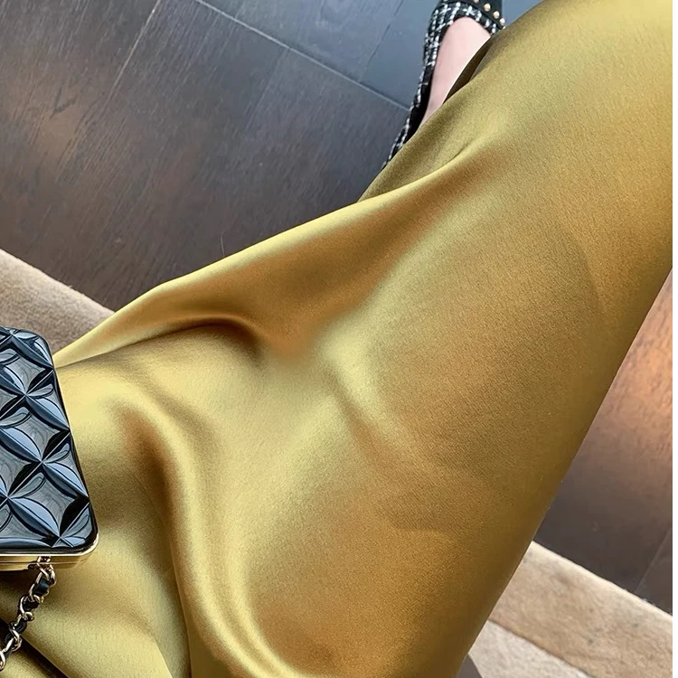 高阶款 深圳南油重磅醋酸缎面鱼尾裙中长款高腰半身裙女春夏新款