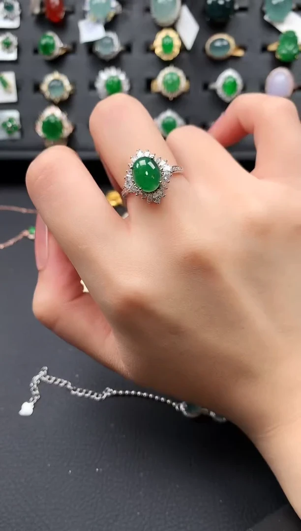 【闪购商品】翡翠戒指银S925镶嵌634124