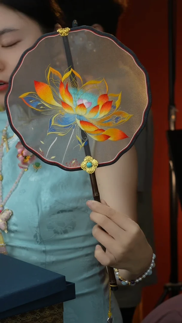 刺绣非遗苏绣紫竹团扇（不带扇盒）